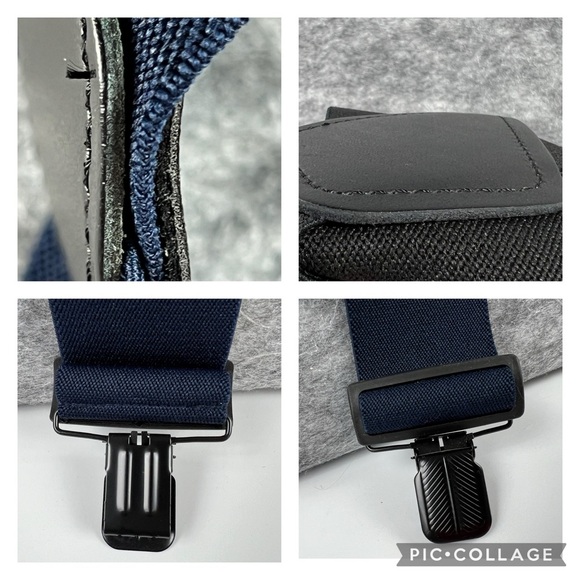 TWO PAIR 2” Clip On Suspenders Made in U.S.A. Black Blue “X” Style Heavy Duty - Picture 9 of 11